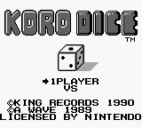 Koro Dice title screen for GameBoy